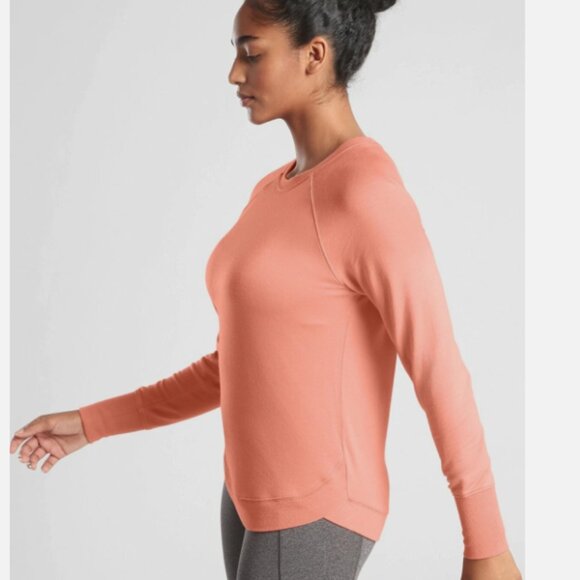 ATHLETA Women's Beyond Soft Long Sleeve Mindset Modal Sweatshirt Top Peach Sz S - Picture 1 of 5
